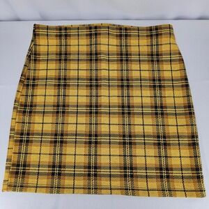 Forever 21 Plaid Mini Skirt Yellow Black Checkered Clueless Size‎ M Y2K 2000s